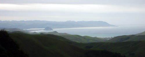 View of Morro Bay and Morro Rock from Highway 46